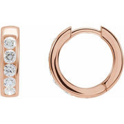 14K Rose 5/8 CTW Lab-Grown Diamond 14 mm Hinged Hoop Earrings