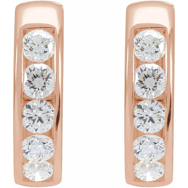 14K Rose 5/8 CTW Lab-Grown Diamond 14 mm Hinged Hoop Earrings