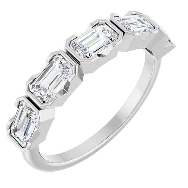 14k White 1 1/2 Ctw Lab-grown Diamond Anniversary Band