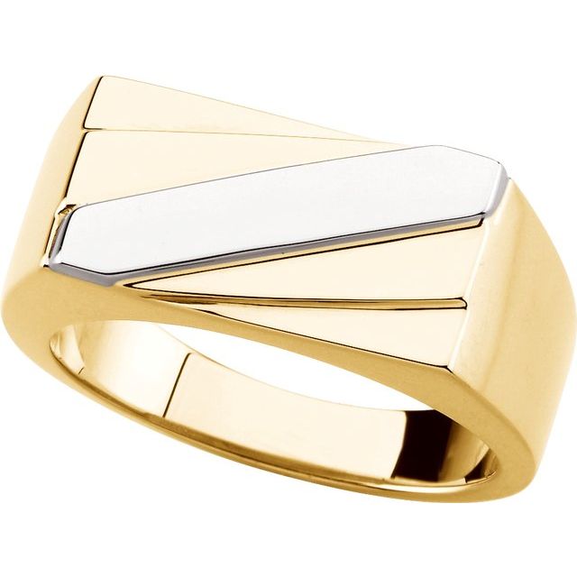 14K Yellow/White Signet Ring