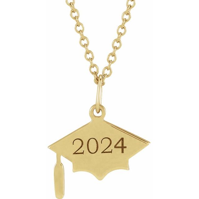 14K Yellow Engravable Graduation Cap 16-18' Necklace