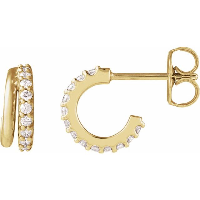 14K Yellow 1/6 CTW Natural Diamond Hoop Earrings
