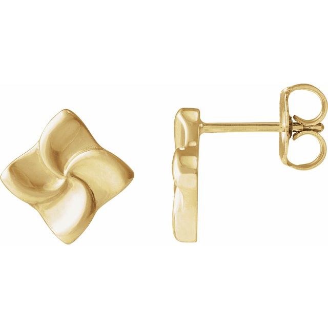 14K Yellow Swirl Earrings