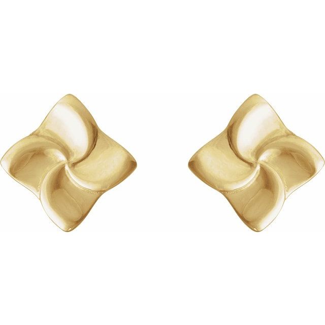 14K Yellow Swirl Earrings