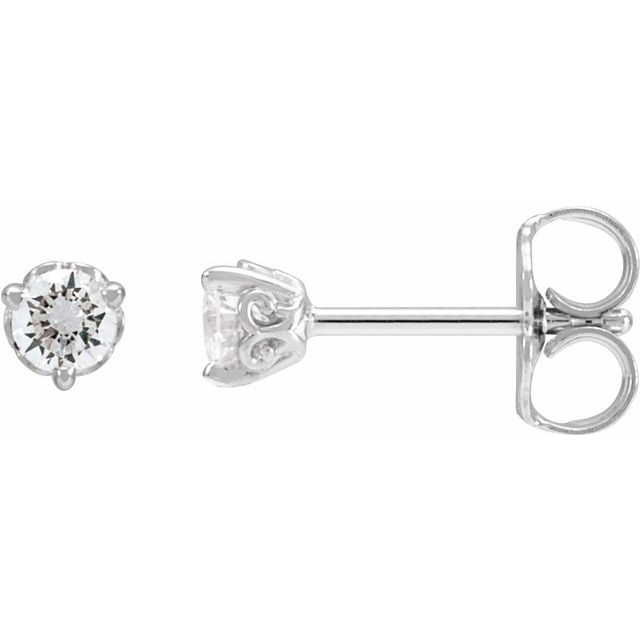 14K White 1/5 CT Lab-Grown Diamond Scroll Earrings