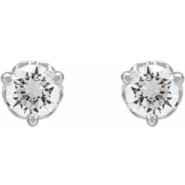 14K White 1/5 CT Lab-Grown Diamond Scroll Earrings