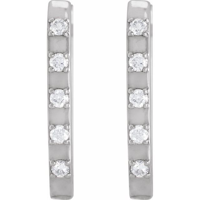 14K White 1/8 CTW Natural Diamond 17.25 mm Hoop Earrings