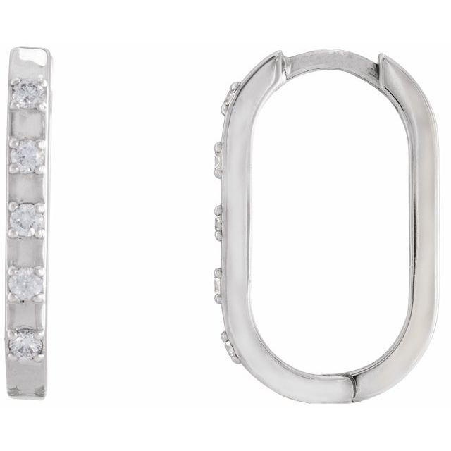 14K White 1/8 CTW Natural Diamond 17.25 mm Hoop Earrings