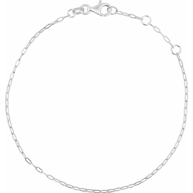 14K White 1.25 mm Paperclip-Style 6 1/2-7 1/2' Chain
