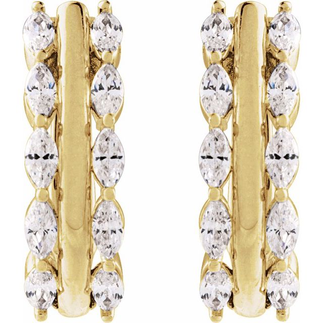 14K Yellow 5/8 CTW Natural Diamond Hinged 15 mm Hoop Earrings