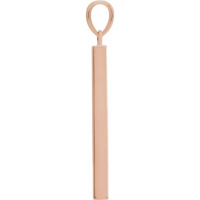 14K Rose Engravable Four-Sided Bar Pendant