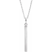 Sterling Silver Engravable Four-Sided Bar 16-18' Necklace