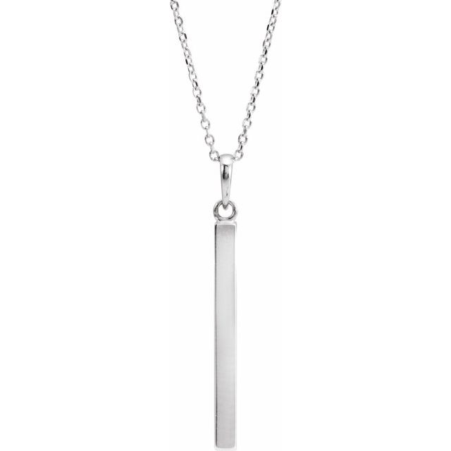 Sterling Silver Engravable Four-Sided Bar 16-18' Necklace