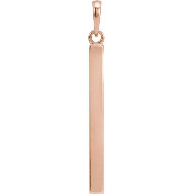 14K Rose Engravable Four-Sided Bar Pendant
