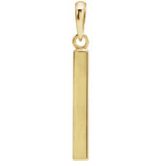 14K Yellow Engravable Four-Sided Bar Pendant