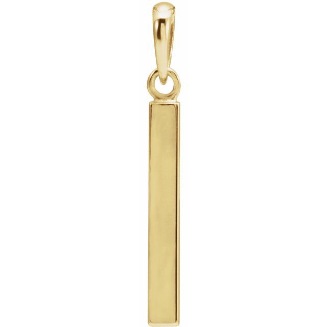 14K Yellow Engravable Four-Sided Bar Pendant