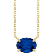 14K Yellow Natural Blue Sapphire 18' Necklace