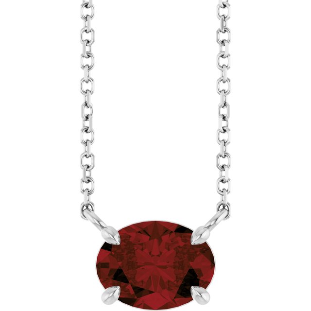 Sterling Silver Natural Mozambique Garnet 18' Necklace