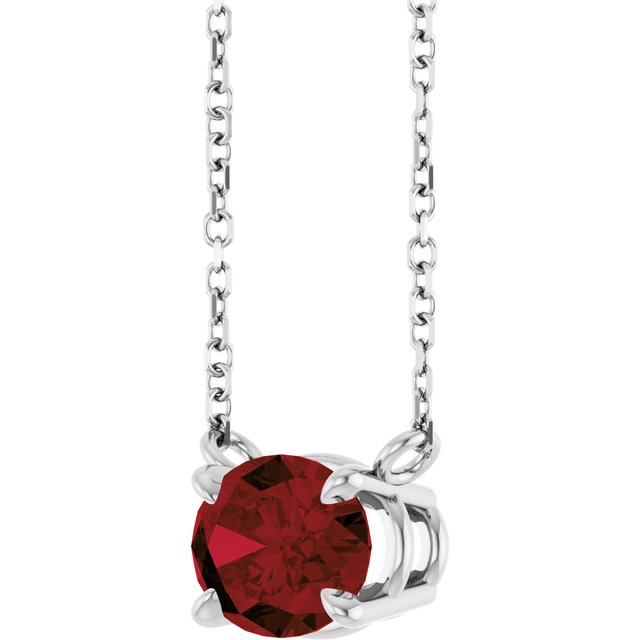 Sterling Silver Natural Mozambique Garnet 18' Necklace