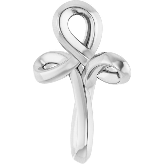 14K White Freeform Cross Pendant