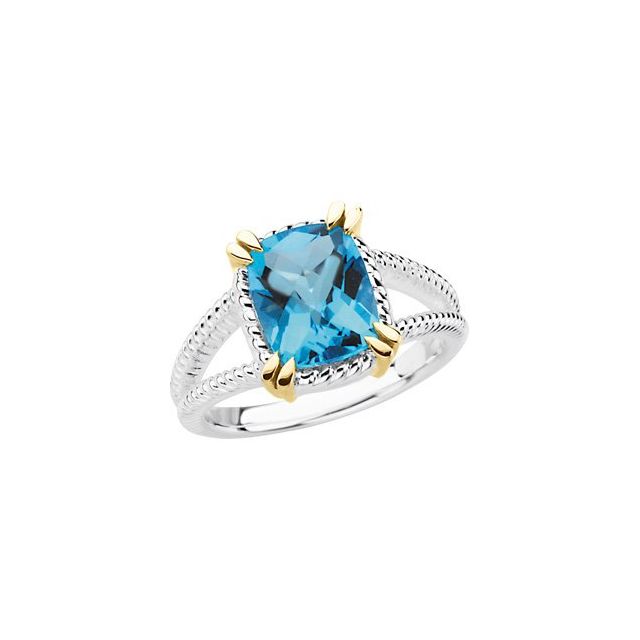 Sterling Silver Natural Swiss Blue Topaz Ring