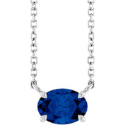 14K White Lab-Grown Blue Sapphire 18' Necklace