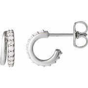 14K White 1/6 CTW Lab-Grown Diamond Hoop Earrings