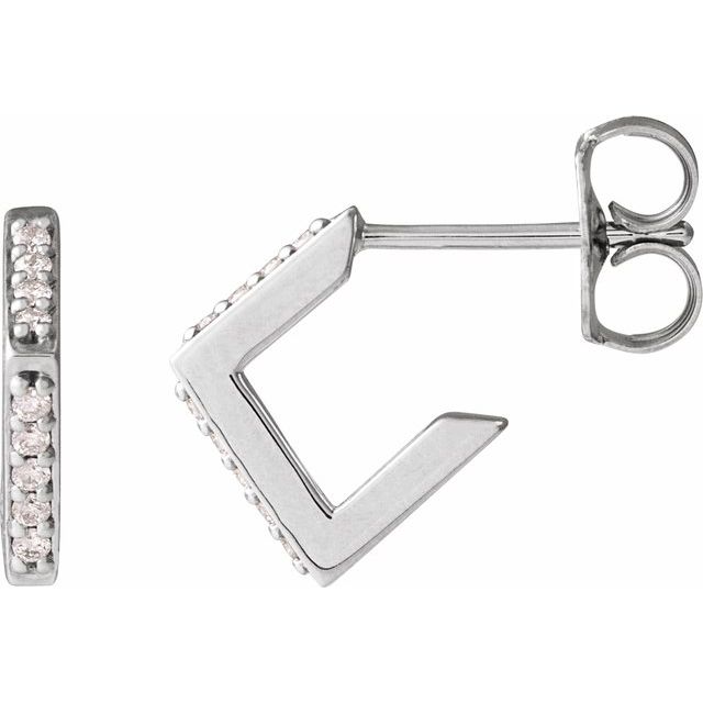 14K White .07 CTW Natural Diamond Geometric Earrings