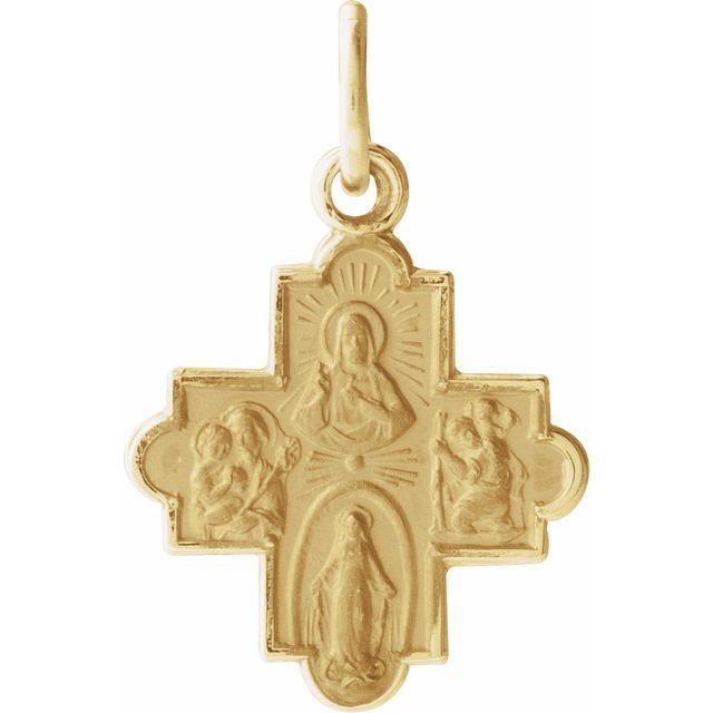 14k Yellow 12x12 Mm Four-way Cross Medal