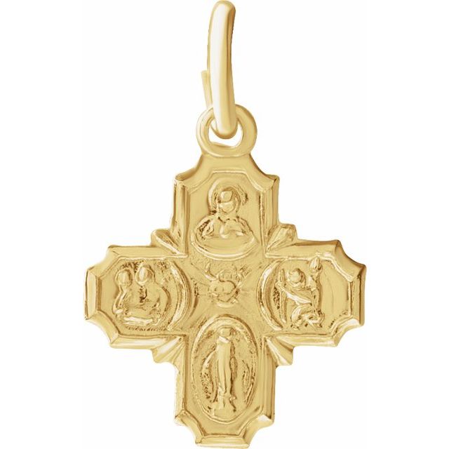 14K Yellow 8x8 mm Four-Way Cross Medal