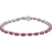 14k White Lab-grown Ruby & 5/8 Ctw Lab-grown Diamond Line 7' Bracelet