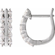 14K White 5/8 CTW Natural Diamond Hinged 15 mm Hoop Earrings