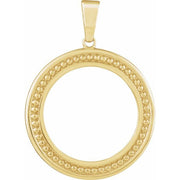 14K Yellow Coin Frame Bezel Pendant Mounting for 19x1.5 mm Coin