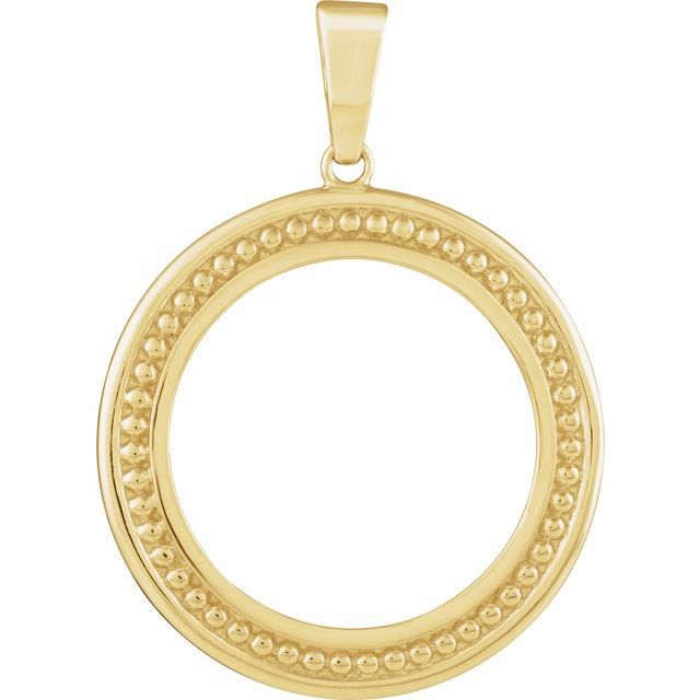 14K Yellow Coin Frame Bezel Pendant Mounting for 19x1.5 mm Coin