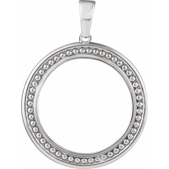 Sterling Silver Coin Frame Bezel Pendant Mounting for 21.1x2 mm Mounting