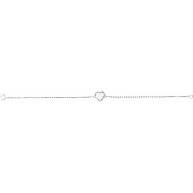 14K White Heart 7' Bracelet