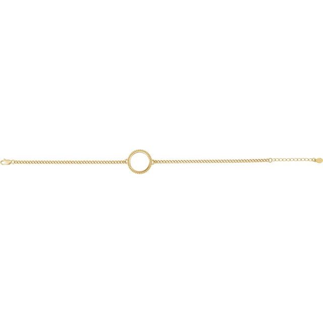 14K Yellow Coin Frame Bezel Adjustable 7-8 Bracelet Mounting 13x1 mm Coin