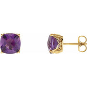 14K Yellow Natural Amethyst Earrings