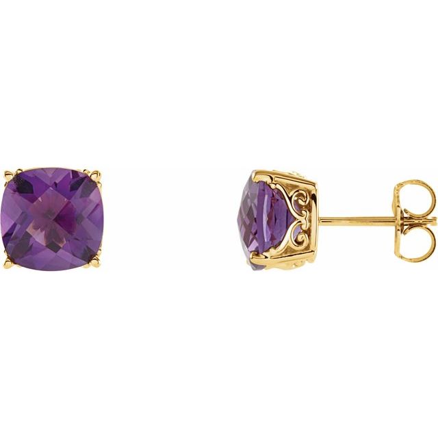 14K Yellow Natural Amethyst Earrings