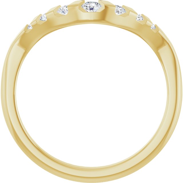 14K Yellow Round 1/6 CTW Lab-Grown Diamond Channel-Set Contour Band