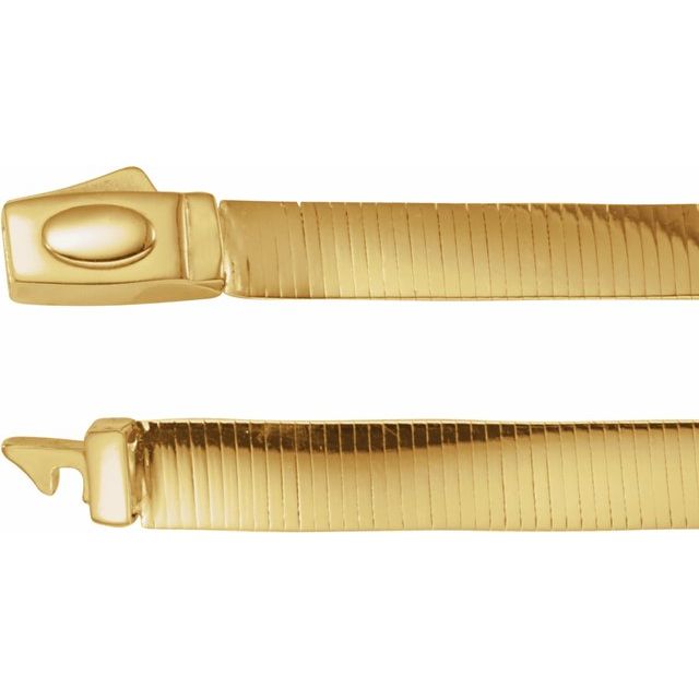 14K Yellow or White 6 mm Reversible Omega 7' Chain