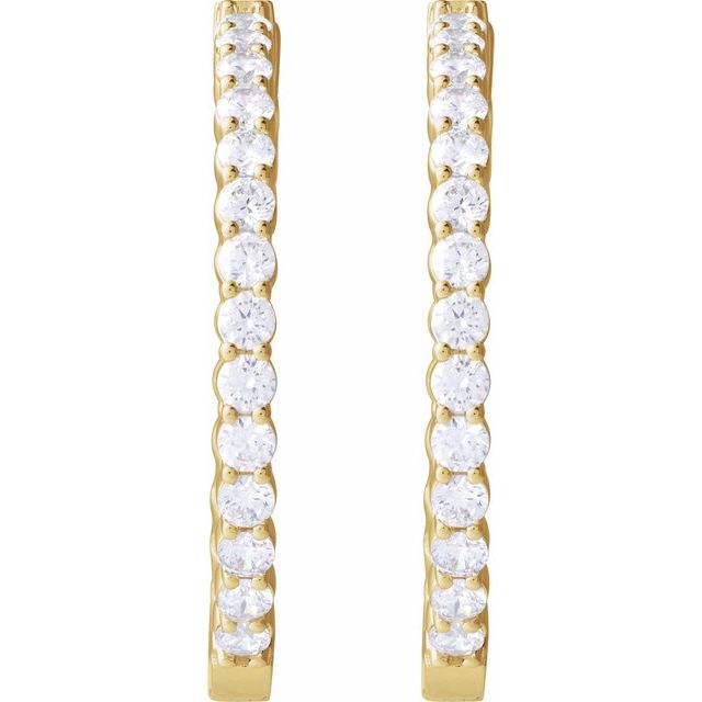 14K Yellow 5 CTW Lab-Grown Diamond Inside-Outside Hinged 37.8 mm Hoop Earrings