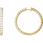 14K Yellow 5 CTW Lab-Grown Diamond Inside-Outside Hinged 37.8 mm Hoop Earrings