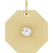 14k Yellow .06 Ct Natural Diamond Medallion Pendant