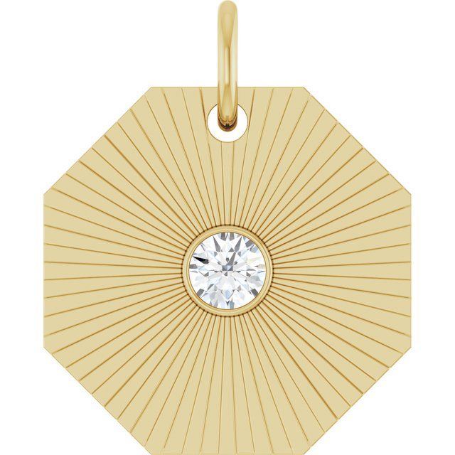 14k Yellow .06 Ct Natural Diamond Medallion Pendant