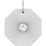 14k White .06 Ct Natural Diamond Medallion Pendant