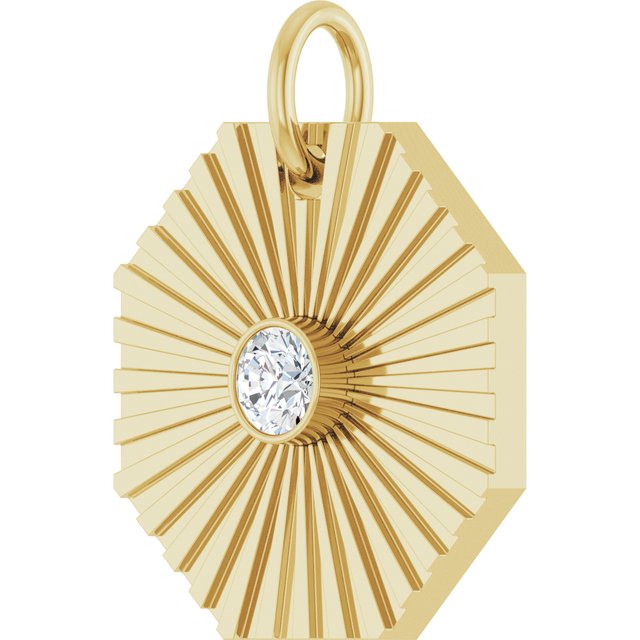 14k Yellow .06 Ct Natural Diamond Medallion Pendant