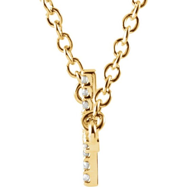14k Yellow 1/10 Ctw Natural Diamond Sideways Cross 16-18' Necklace