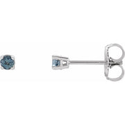 14K White 2.5 mm Natural Aquamarine Stud Earrings