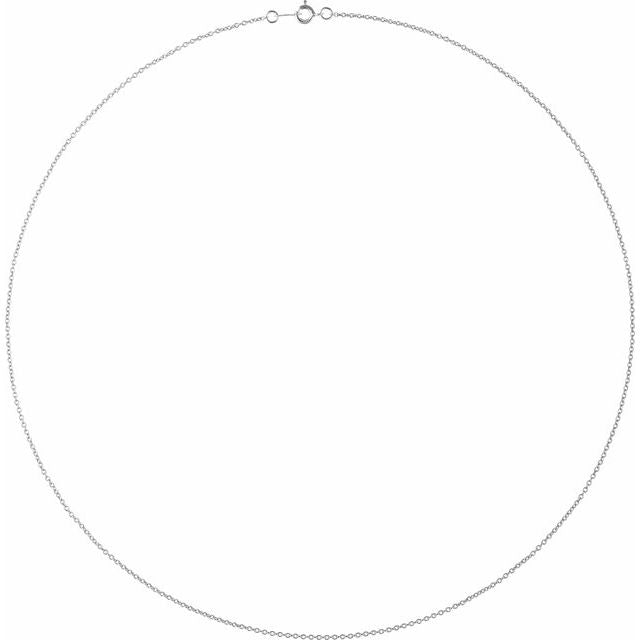 18K White 1 mm Cable 18' Chain